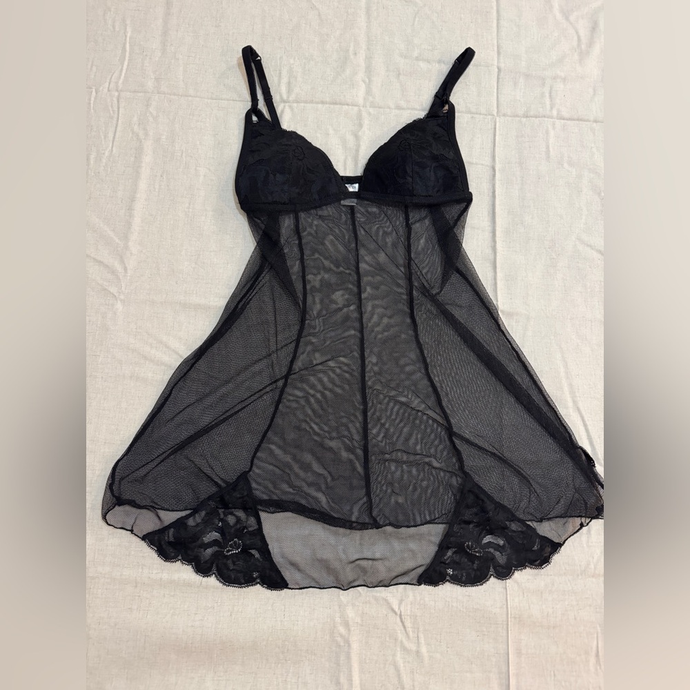 La SENZA Sheer Black Lace Chemise